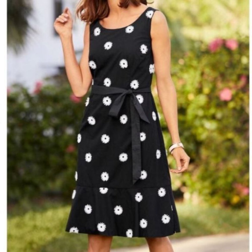 Talbots Floral Applique Fit n Flare Dress Size 2